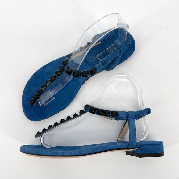 Stuart Weitzman Shoes - Stuart Weitzman Blue Suede Esme Thong Flat Sandals